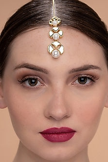 Gold Plated Shell Pearls Maang Tikka