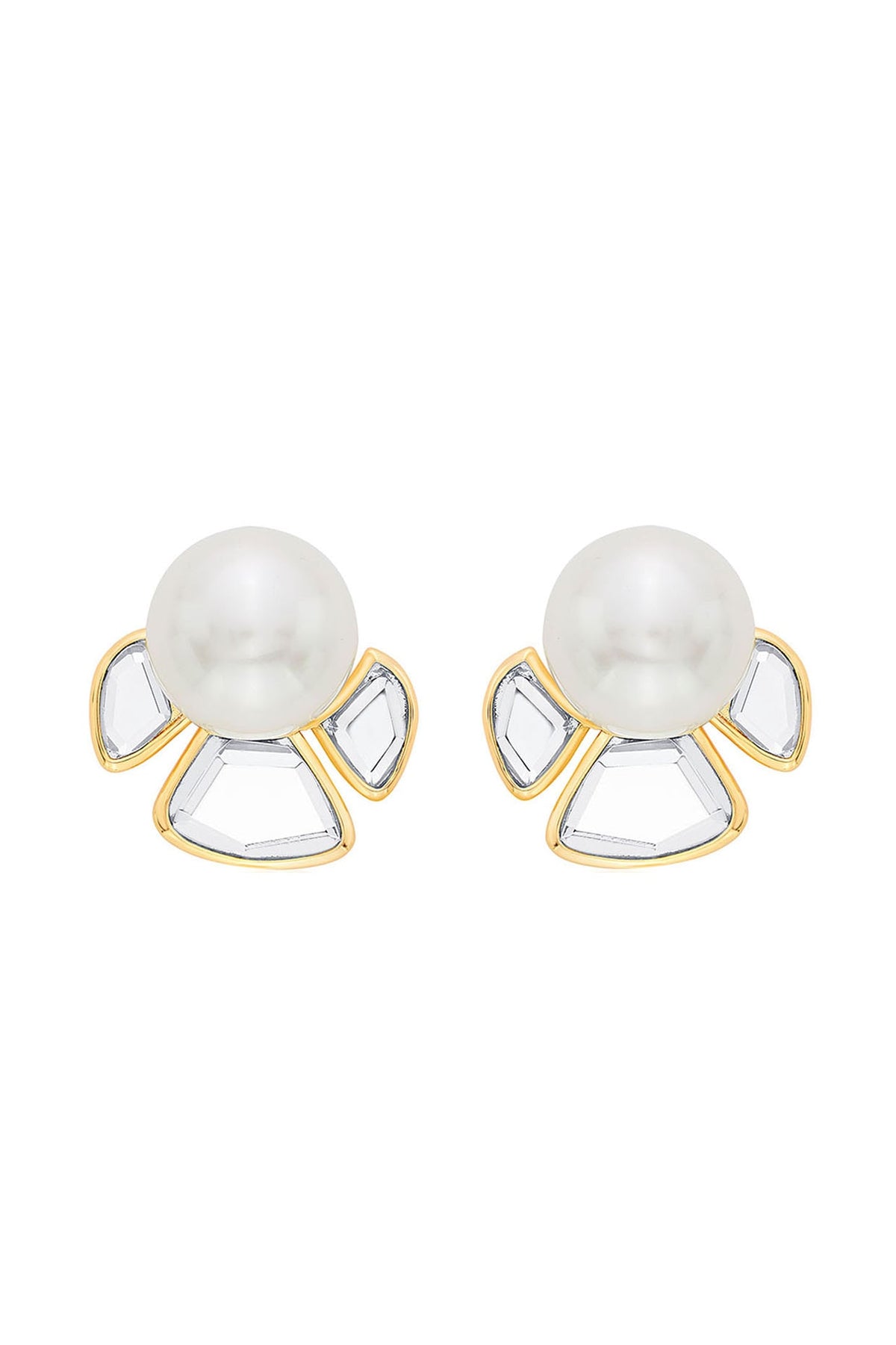 Gold Plated Mirror Petal Stud Earrings