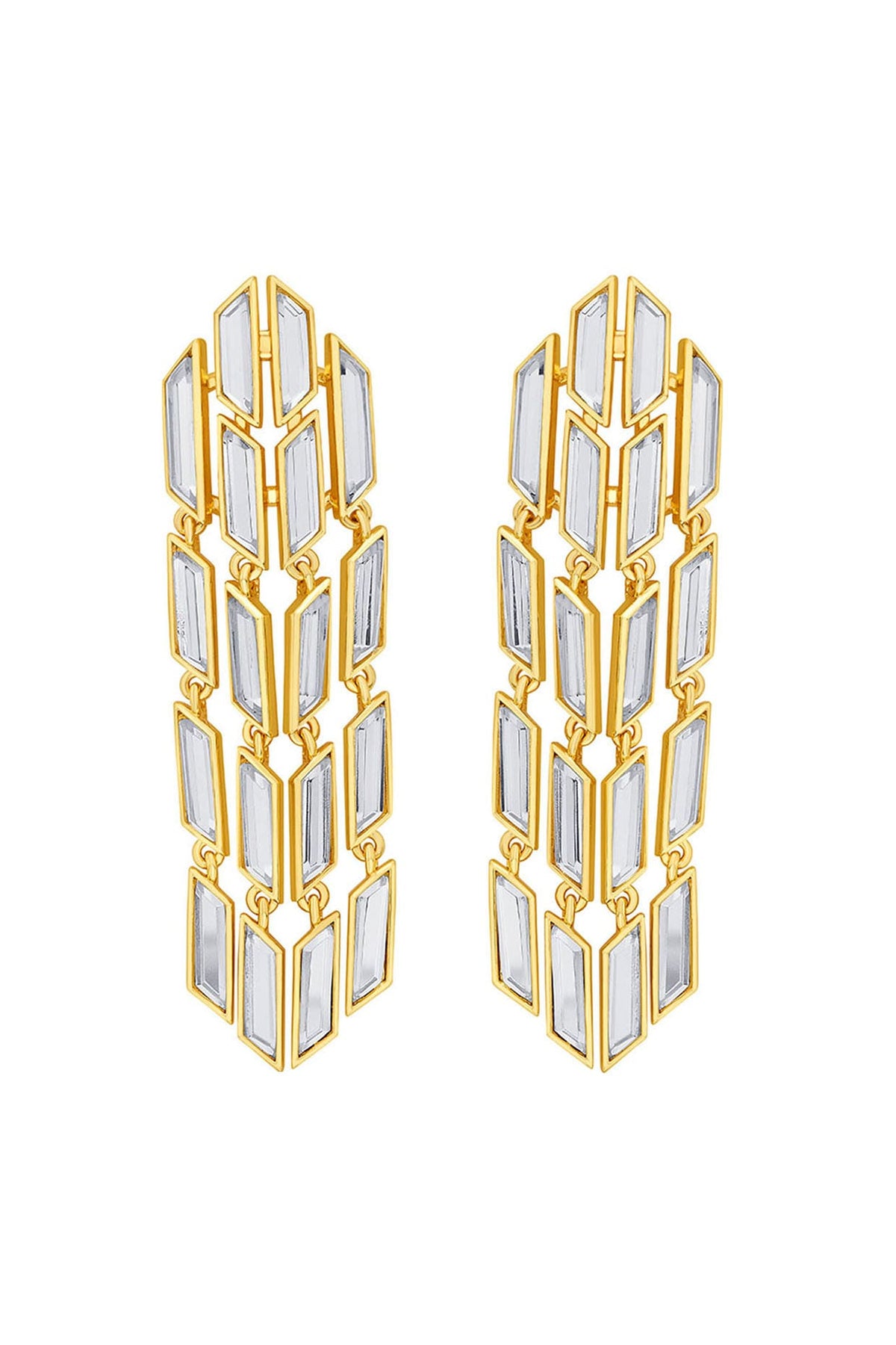 Gold Plated Mirror Rain Dangler Earrings