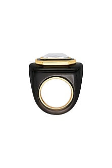Gold Plated Crystal Signet Ring