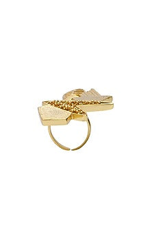 Yellow Gold Finish Abstract Ring