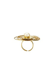 Gold Finish Pearl Ring