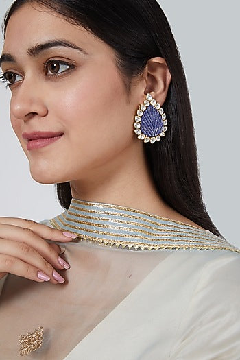Gold Plated Earrings With Semi Precious Stones In Sterling Silver