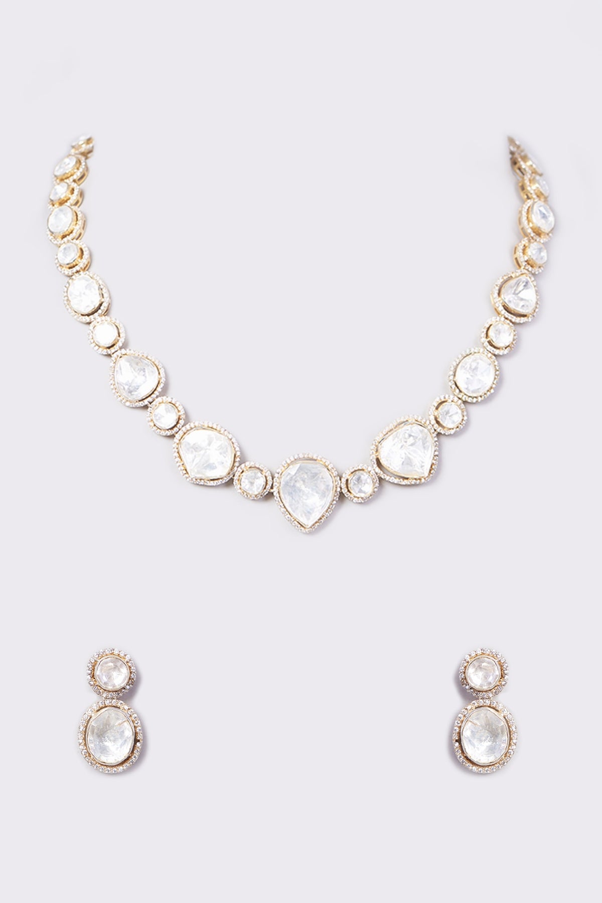 Gold Plated Handcrafted Necklace Set In Sterling Silver