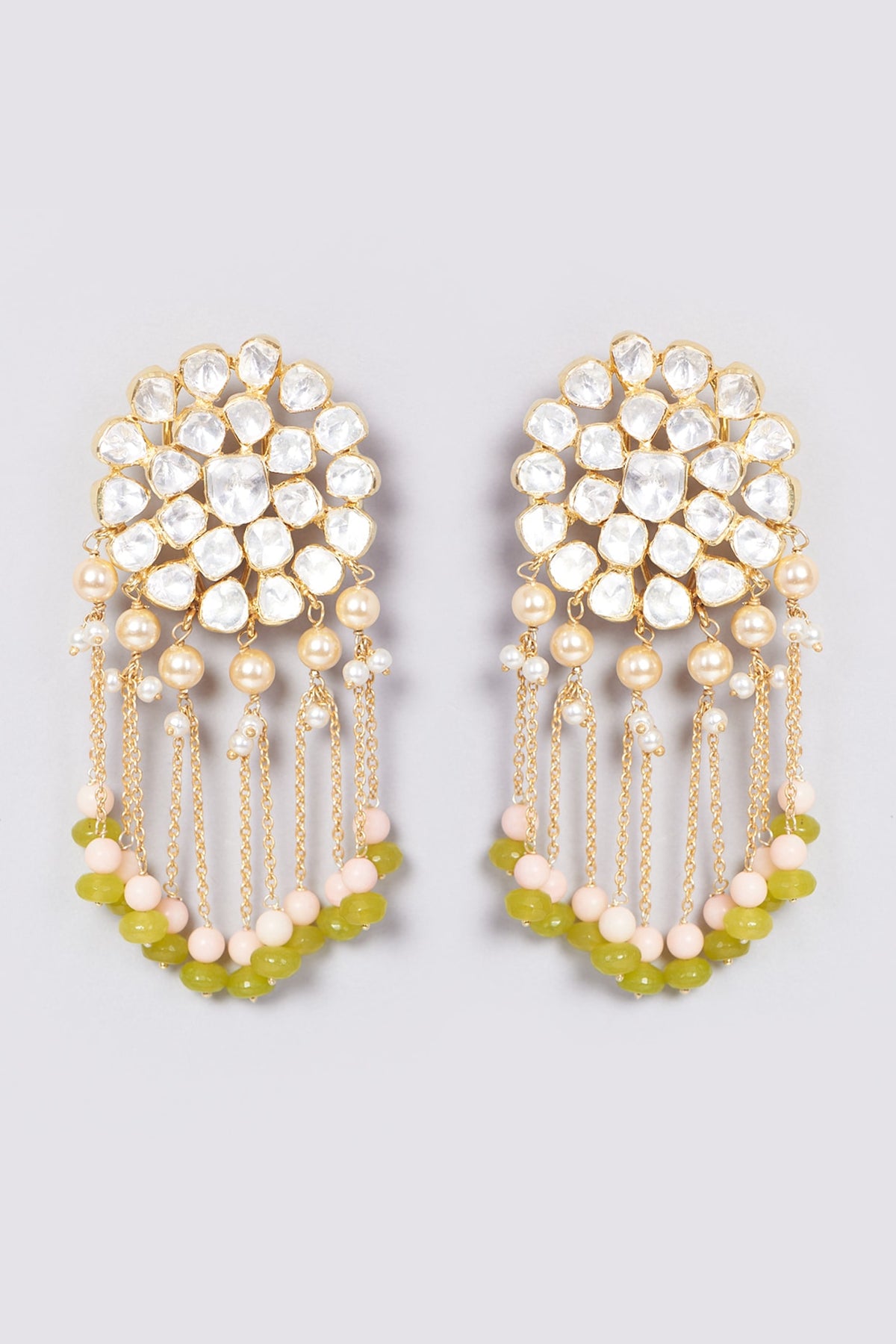 Gold Plated Handcrafted Beaded Earrings In Sterling Silver