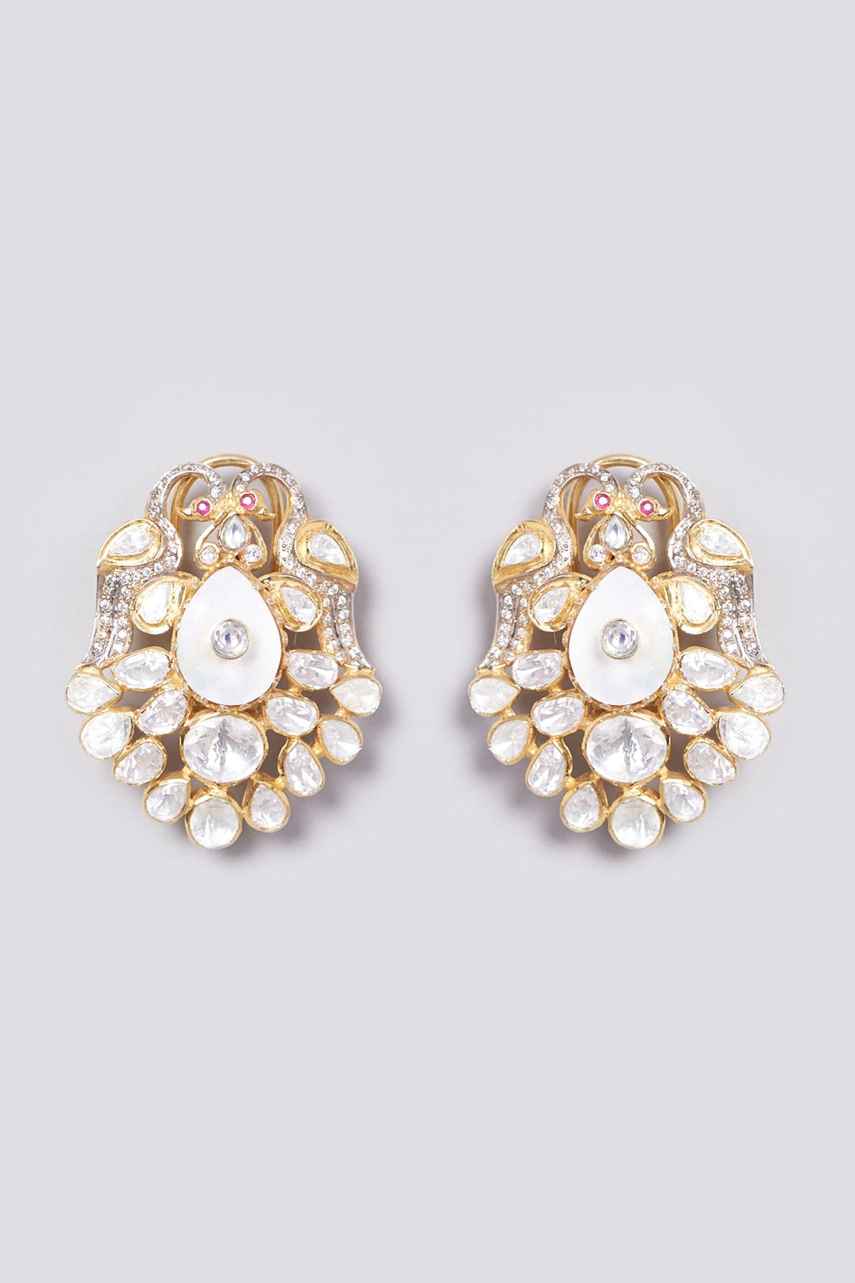 Gold Plated Handcrafted Peacock Earrings In Sterling Silver