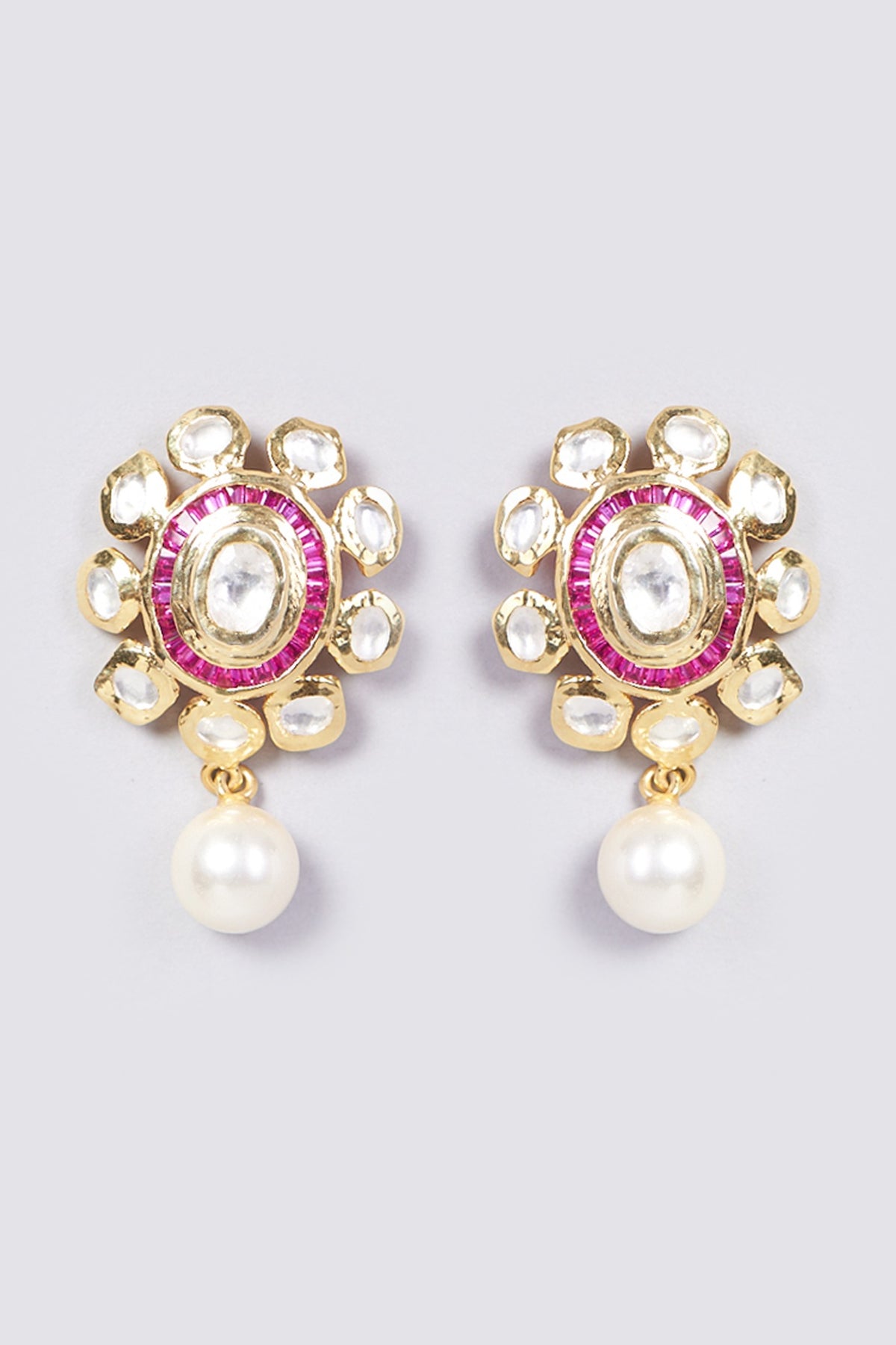 Gold Plated Beaded Stud Earrings In Sterling Silver