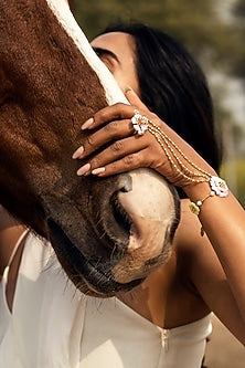 Gold Plated Pearl Floral Hand Harness