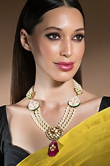 Gold Finish Meenakari Necklace