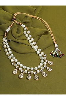 Gold Finish Pearl Hand-Made Necklace