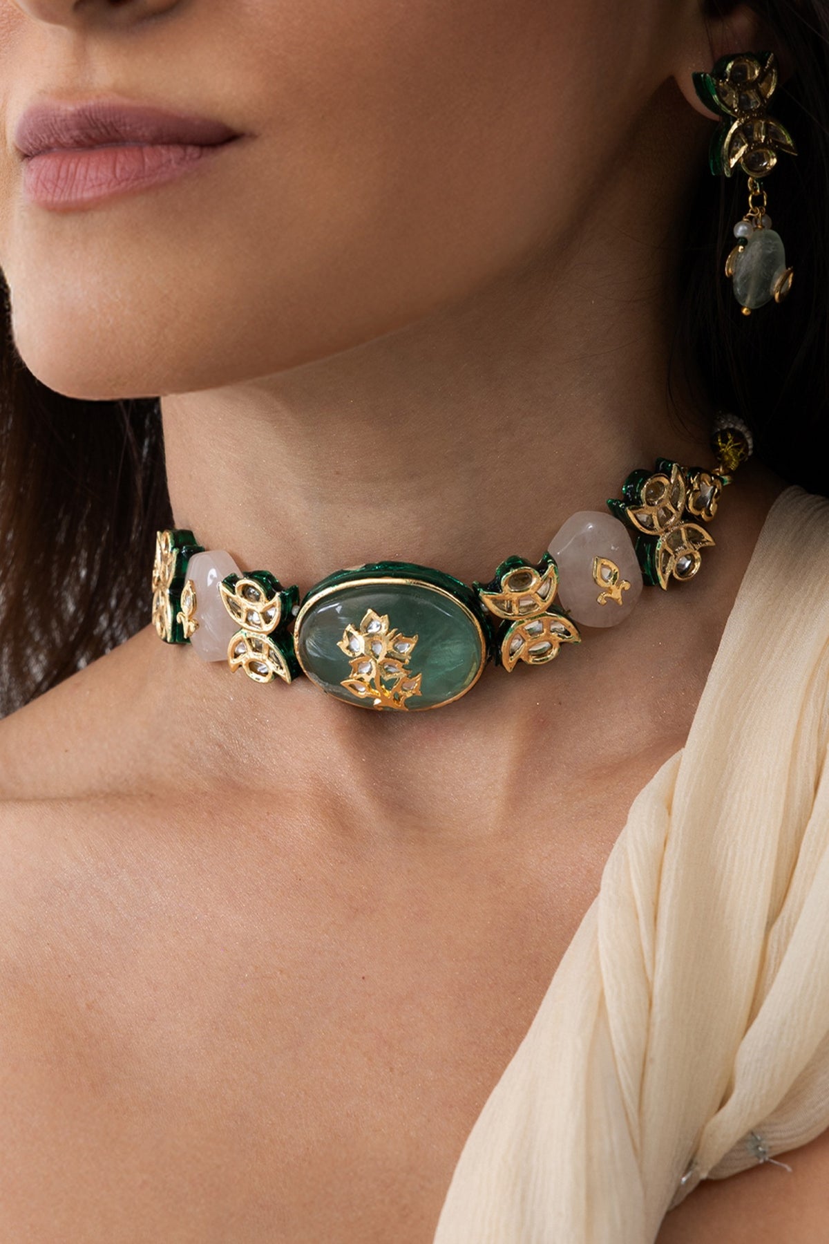 Gold Plated Brass Choker Necklace Set