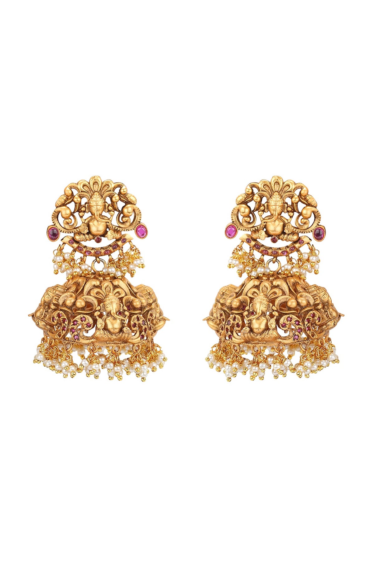 Gold Plated Traditional Ruby Earrings