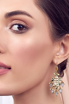 Gold Finish Kundan Polki Earrings