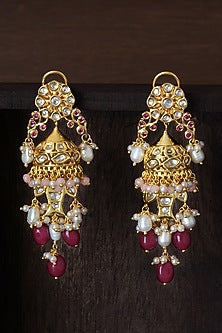 Gold Finish Shell Pearl Dangler Earrings