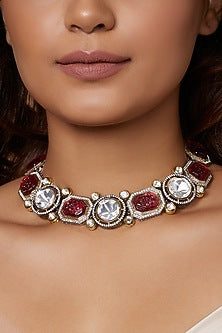 Gold Finish Kundan Polki Necklace