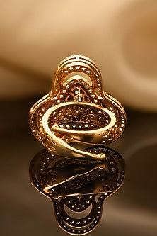 Gold Plated Kundan Polki & Zircon Ring