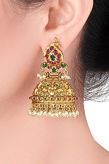Gold Plated Antique Pearl Earrings