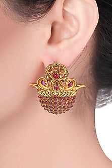 Gold Plated Antique Ruby Earrings