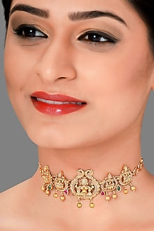 Gold Plated Ruby Antique Choker Necklace