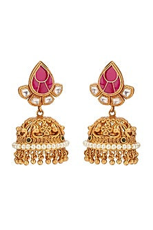 Gold Plated Polki Pendant Necklace Set