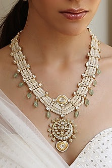 Gold Finish Pearl Layered Necklace Set