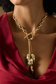 Gold Finish Baroque Pearl Aurethea Necklace