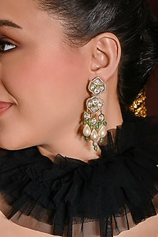 Gold Finish Multi-Colored Stone Dangler Earrings