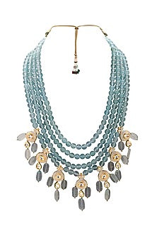 Gold Finish Meenakari Agate Beads Necklace Set