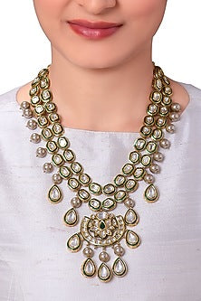 Gold Finish Green Meenakari Necklace