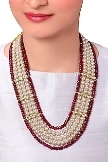 Gold Finish Agates Necklace