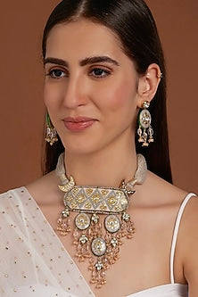 Gold Finish Meenakari Necklace Set