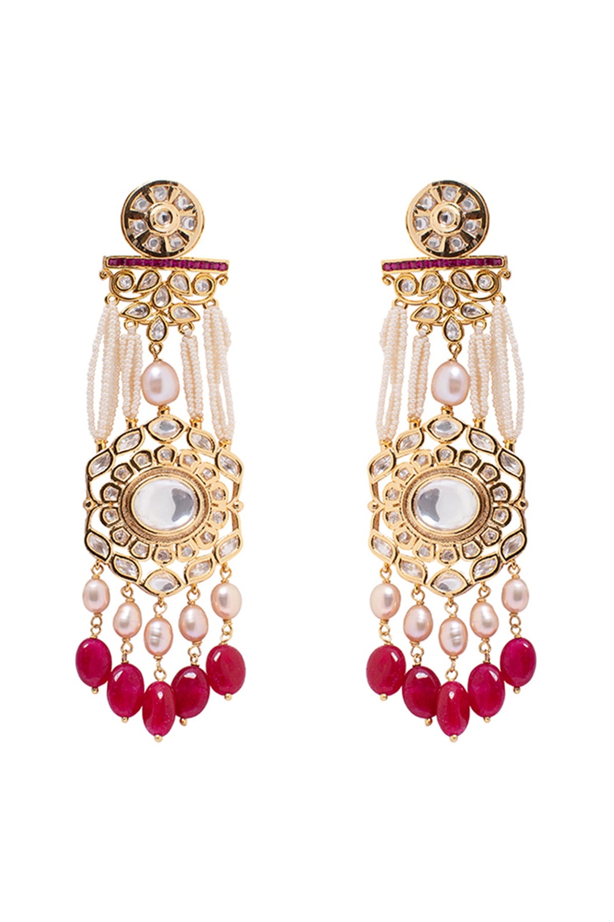 Gold Finish Hydro Ruby Drop Earrings