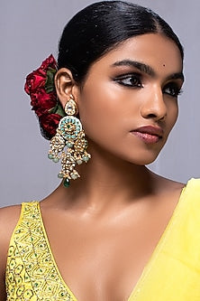 Gold Finish Turquoise Stone Earrings