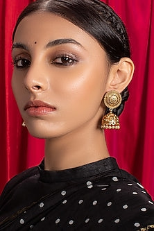 Antique Gold Finish Jhumka Earrings