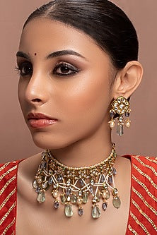 Gold Finish Shell Pearl Necklace Set