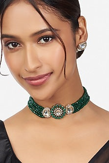 Gold Finish Brass Beaded Necklace Set