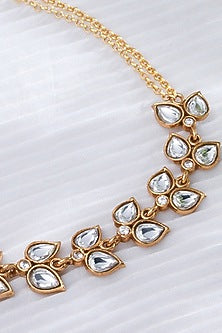 Gold Finish Kundan Polki Chain Necklace