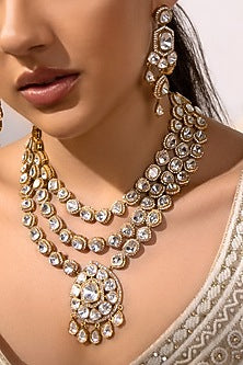 Gold Plated Hydro Polki Necklace Set