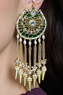 Yellow Gold Finish Enameled Dangler Earrings