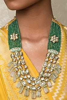 Gold Finish Kundan Polki Necklace