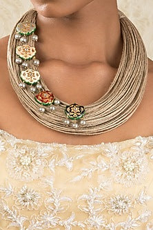 Micro Gold Finish Handmade Necklace With Shell Pearls