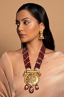Gold Finish Jade Beads Necklace Set