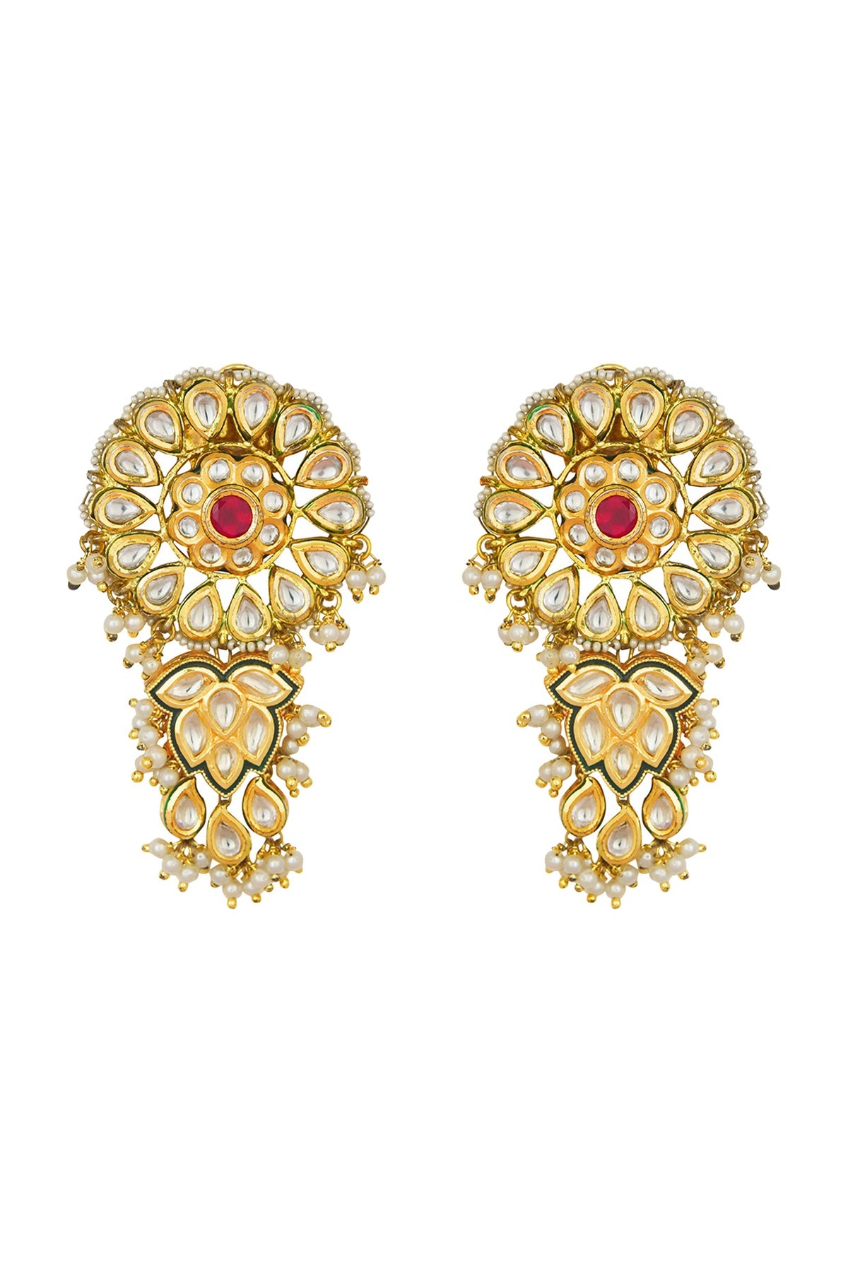 Gold Finish Shell Pearl Earrings
