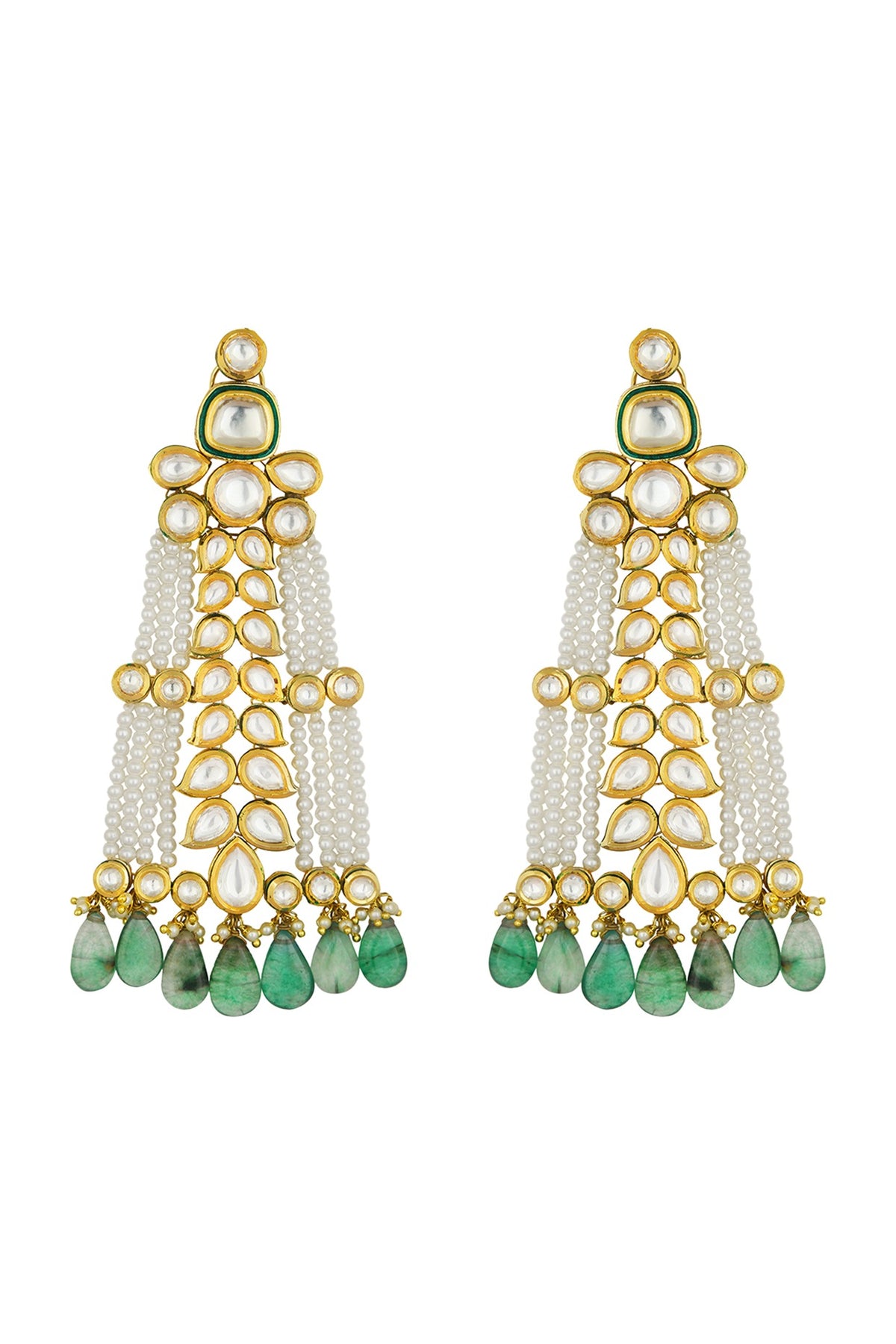 Gold Finish Fluoride & Kundan Earrings