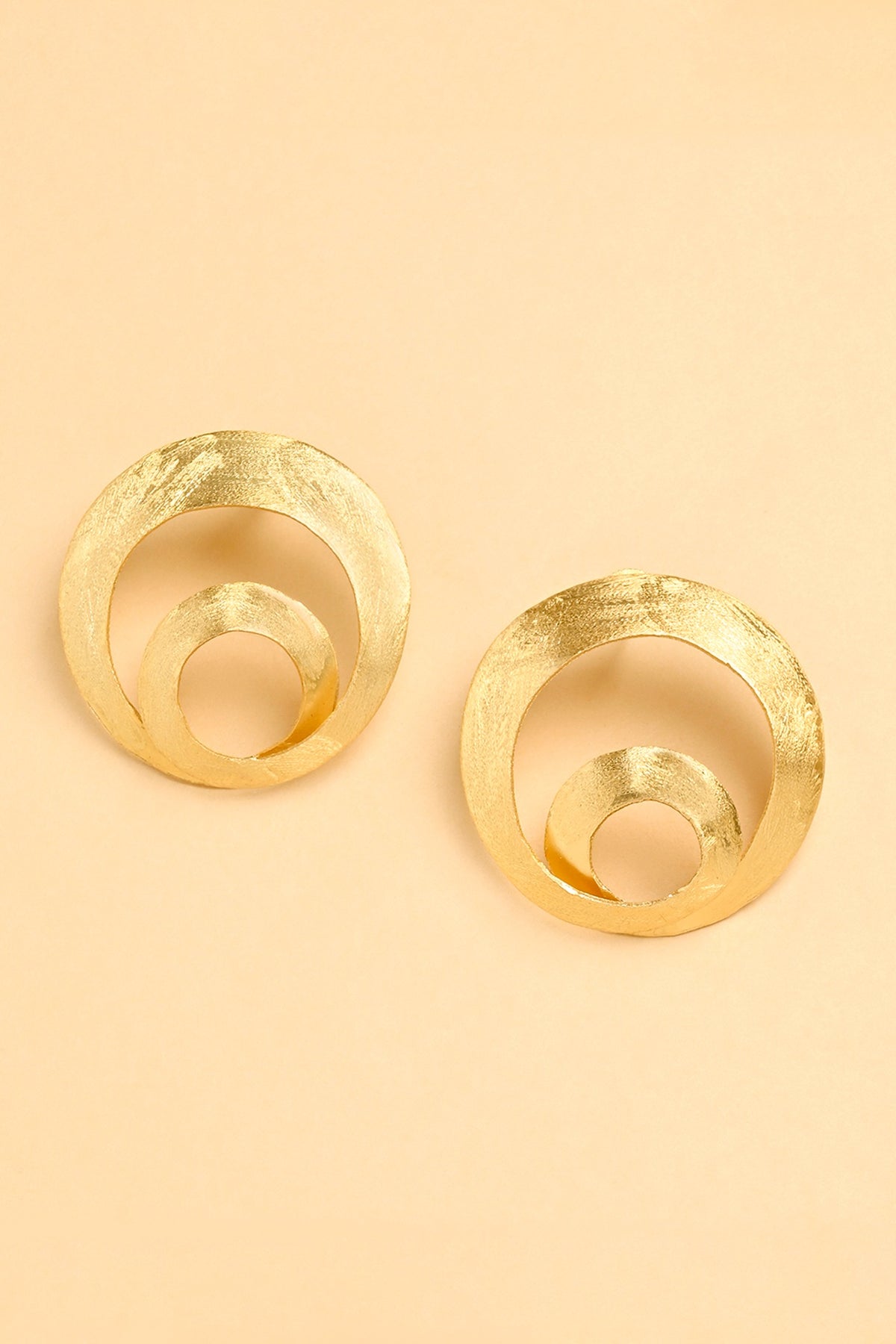 Gold Finish Infinity Loop Stud Earrings