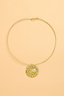 Gold Finish Taurus Celestial Torque Necklace