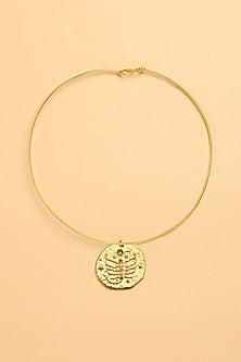 Gold Finish Scorpio Celestial Torque Necklace