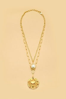 Gold Finish Cancer Celestial Layered Necklace