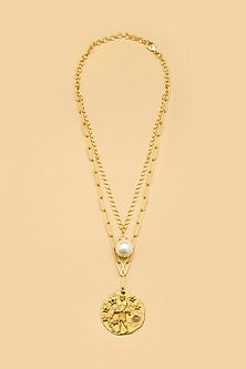 Gold Finish Aquarius Celestial Layered Necklace