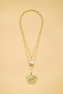 Gold Finish Aries Celestial Layered Necklace